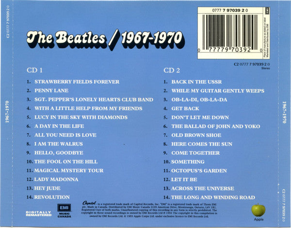 The Beatles - 1967-1970 (2xCD CANADA) | Excellent+ (EX+) Excellent+ (EX+)