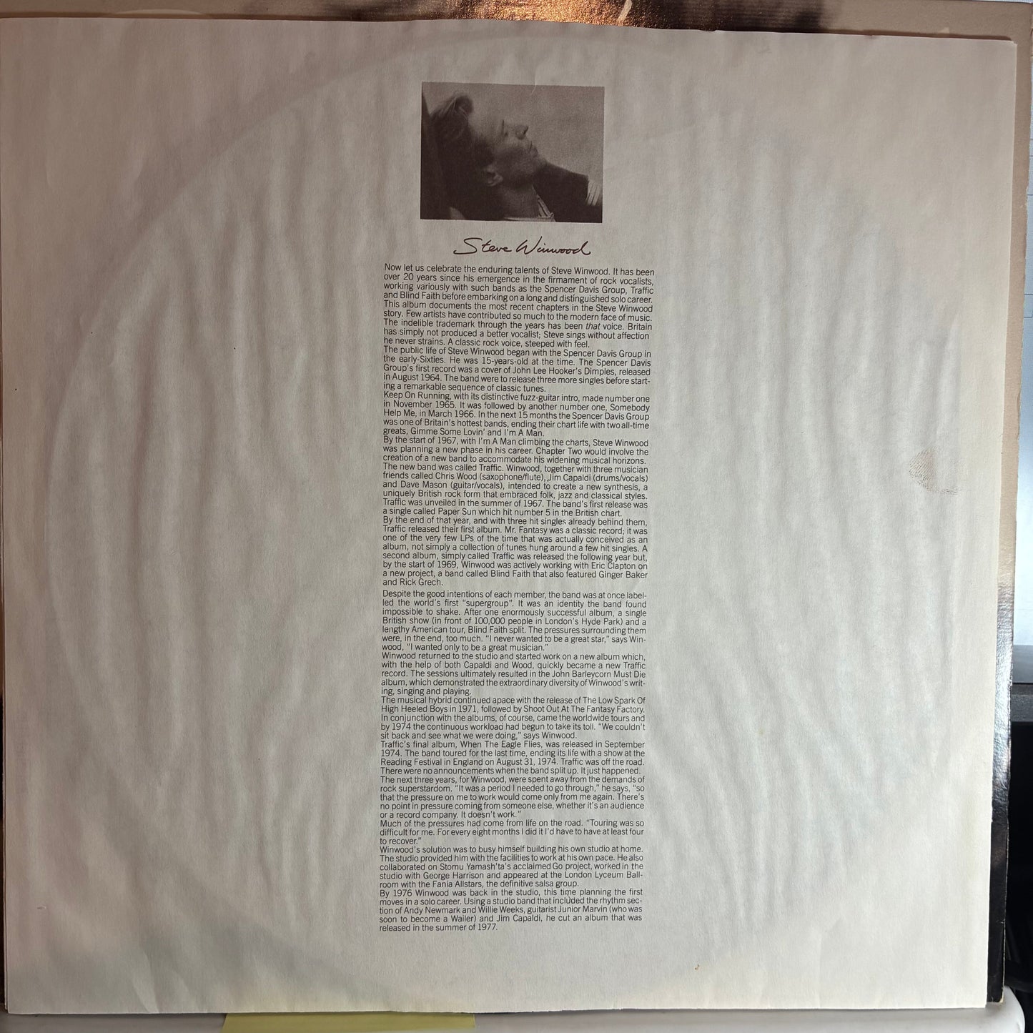 Steve Winwood - Chronicles (VINYL) | Excellent (EX) Excellent (EX)