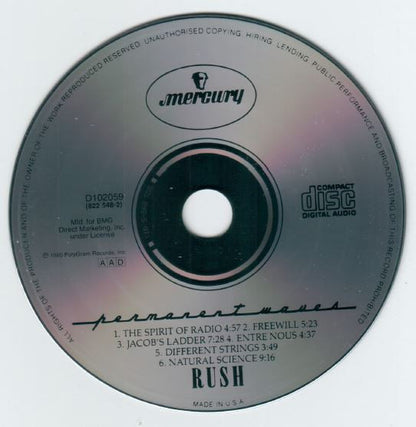 Rush - Permanent Waves (cd) | Excellent (EX) Excellent+ (EX+)
