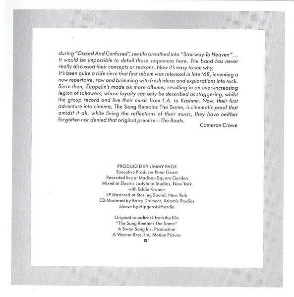 Led Zeppelin - The Soundtrack From The Film The Song Remains The Same (2xCD) | Excellent (EX) Excellent+ (EX+)