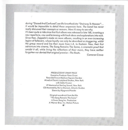 Led Zeppelin - The Soundtrack From The Film The Song Remains The Same (2xCD) | Excellent (EX) Excellent+ (EX+)
