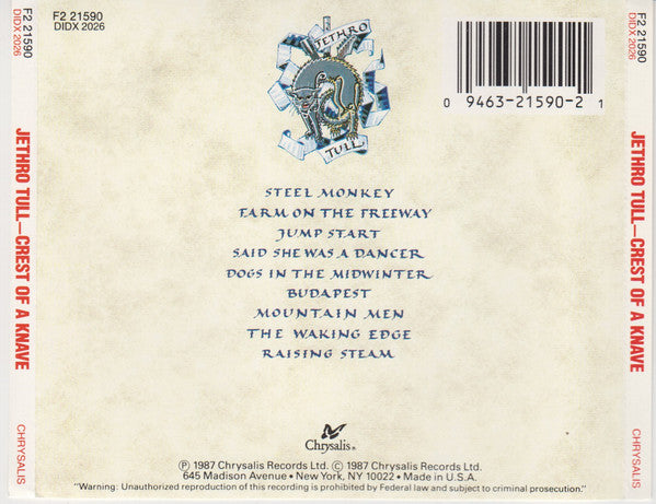 Jethro Tull - Crest Of A Knave (CD) | Excellent (EX) Near Mint (NM)