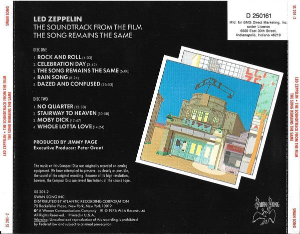 Led Zeppelin - The Soundtrack From The Film The Song Remains The Same (2xCD) | Excellent (EX) Excellent+ (EX+)