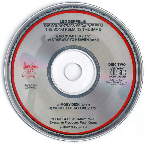 Led Zeppelin - The Soundtrack From The Film The Song Remains The Same (2xCD) | Excellent (EX) Excellent+ (EX+)