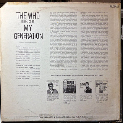 The Who - Sings My Generation (VINYL) | Excellent (EX) Very Good Plus (VG+)