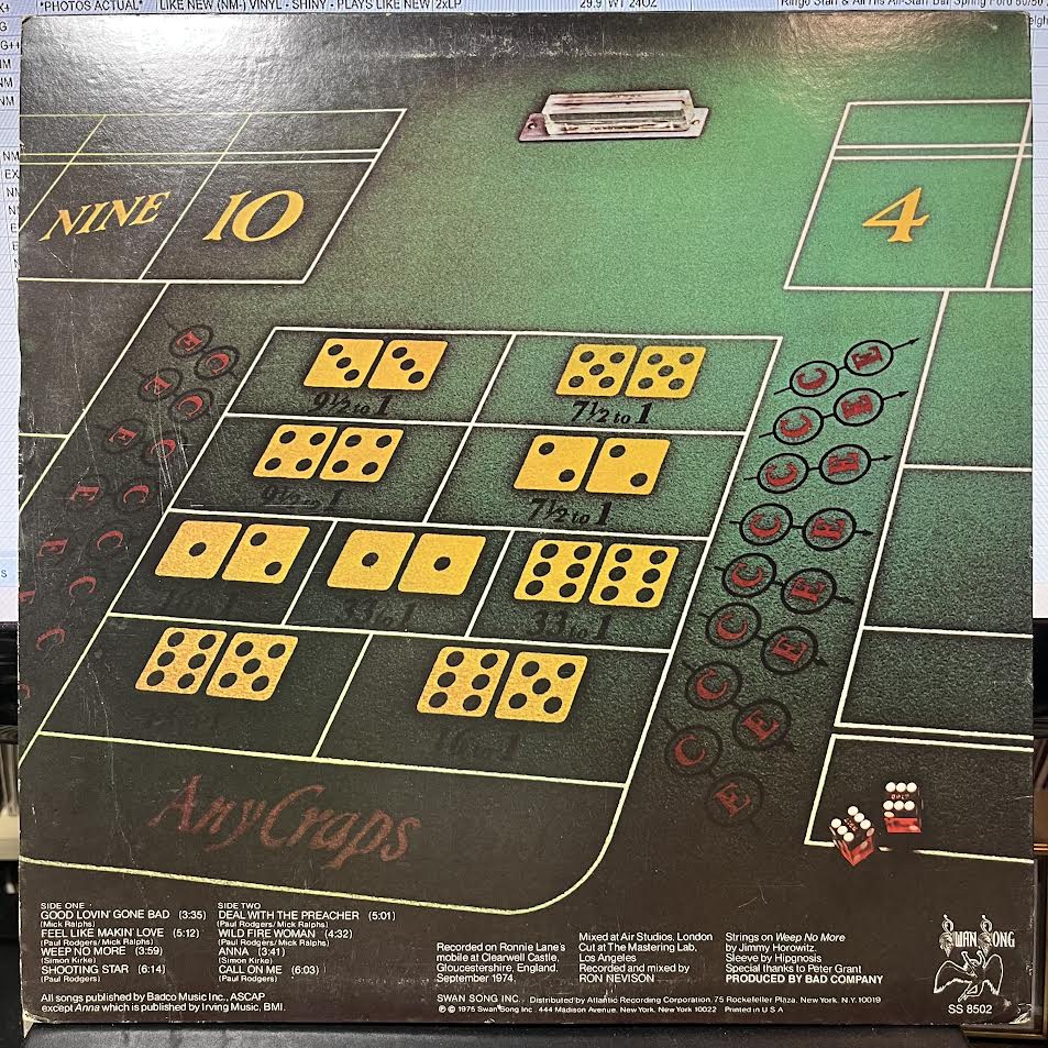 Bad Company (3) - Straight Shooter (VINYL) | Excellent (EX) Excellent (EX)