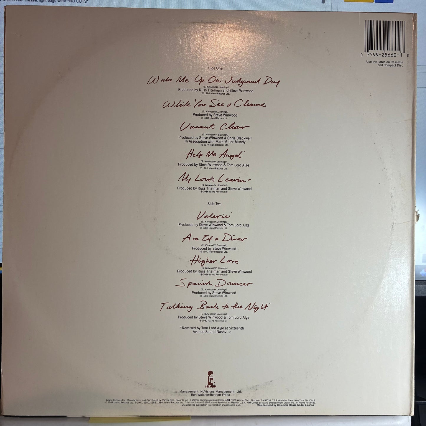 Steve Winwood - Chronicles (VINYL) | Excellent (EX) Excellent (EX)