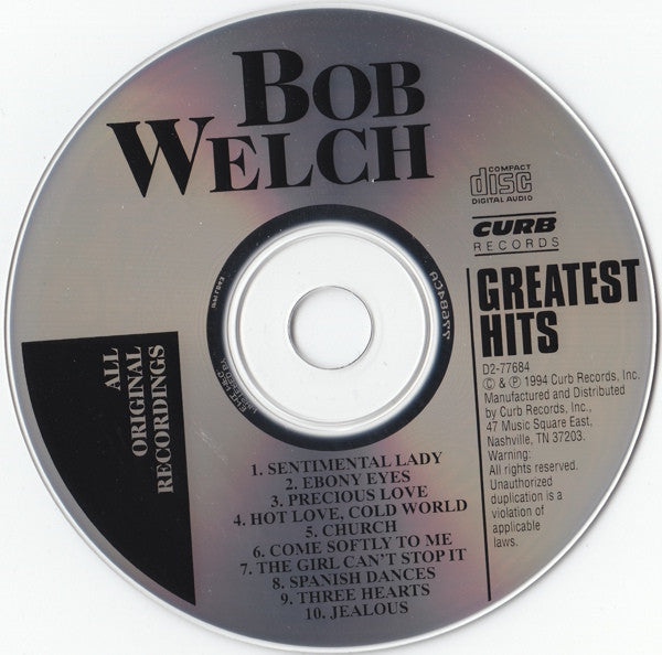 Bob Welch - Greatest Hits (CD) | Excellent (EX) Excellent (EX)