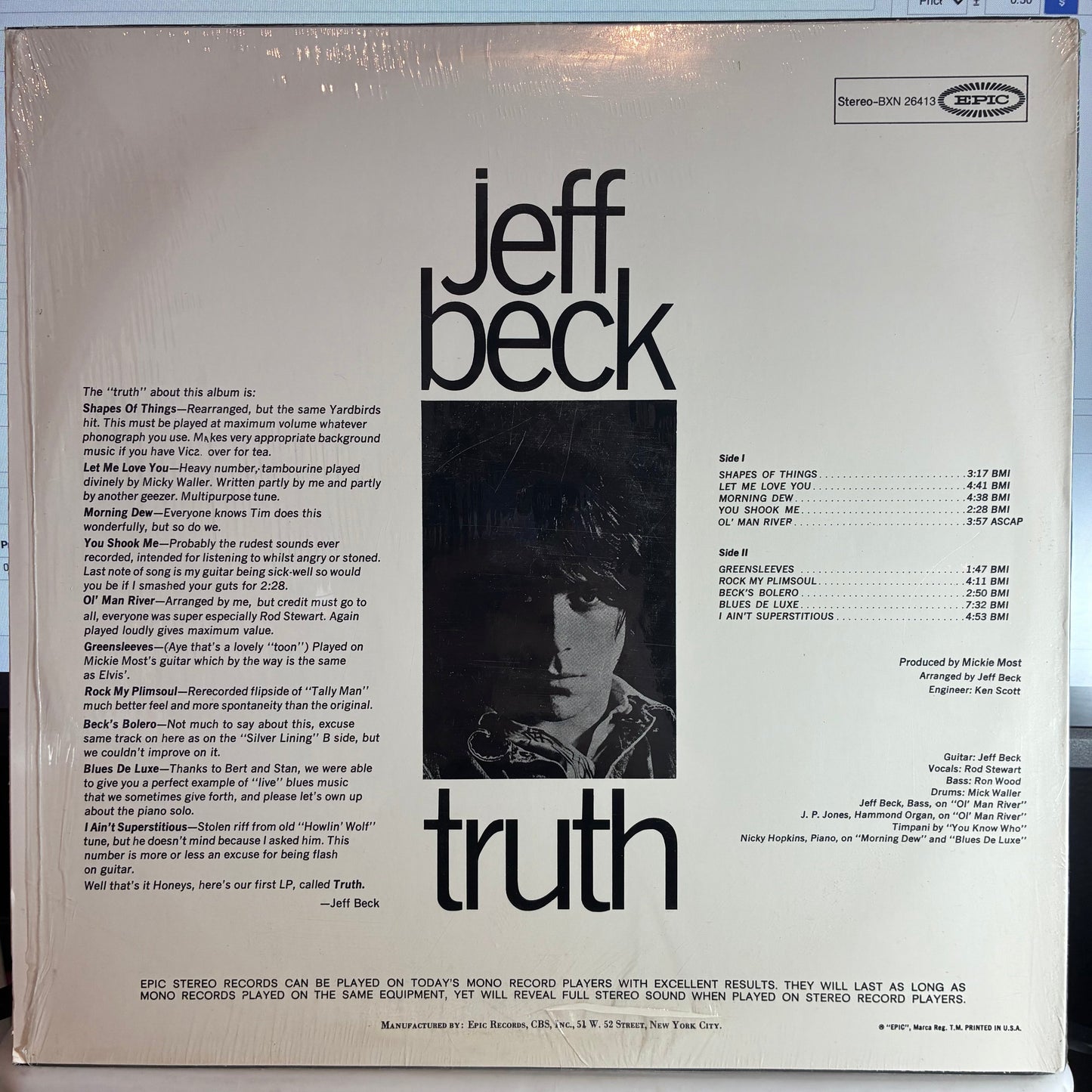 Jeff Beck - Truth (VINYL) | Excellent (EX)