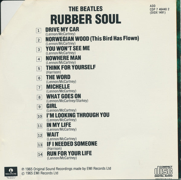 The Beatles - Rubber Soul (CD) | Excellent (EX) Excellent (EX)