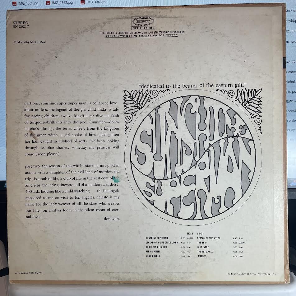 Donovan - Sunshine Superman (VINYL) | Excellent (EX) Excellent+ (EX+)