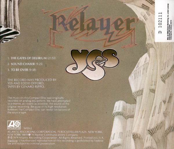 Yes - Relayer (CD) | Near Mint (NM) Near Mint (NM)