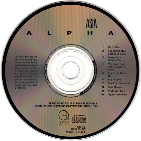 Asia (2) - Alpha (CD) | Near Mint (NM) Near Mint (NM)