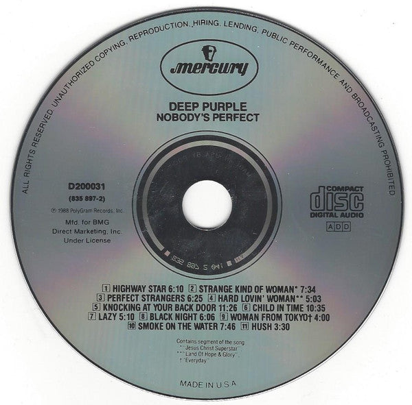 Deep Purple - Nobody's Perfect (CD) | Near Mint (NM) Near Mint (NM)