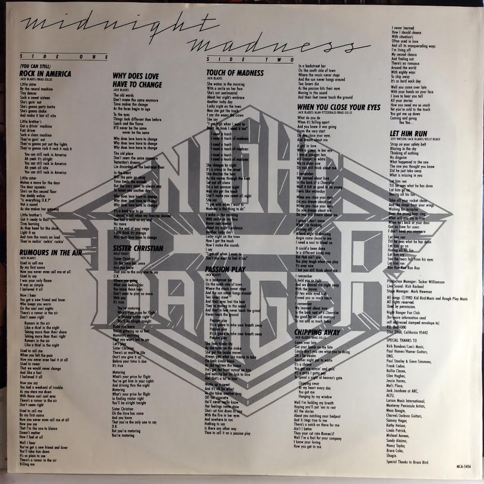 Night Ranger - Midnight Madness (VINYL) | Near Mint (NM) Near Mint (NM)