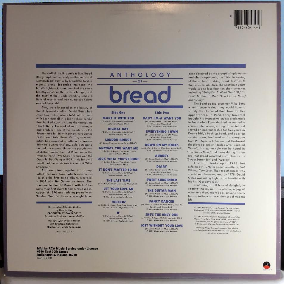 Bread - Anthology Of Bread (VINYL) | Near Mint (NM) Near Mint (NM)