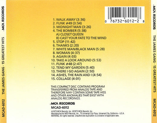 James Gang - 15 Greatest Hits (CD) | Near Mint (NM) Excellent (EX)