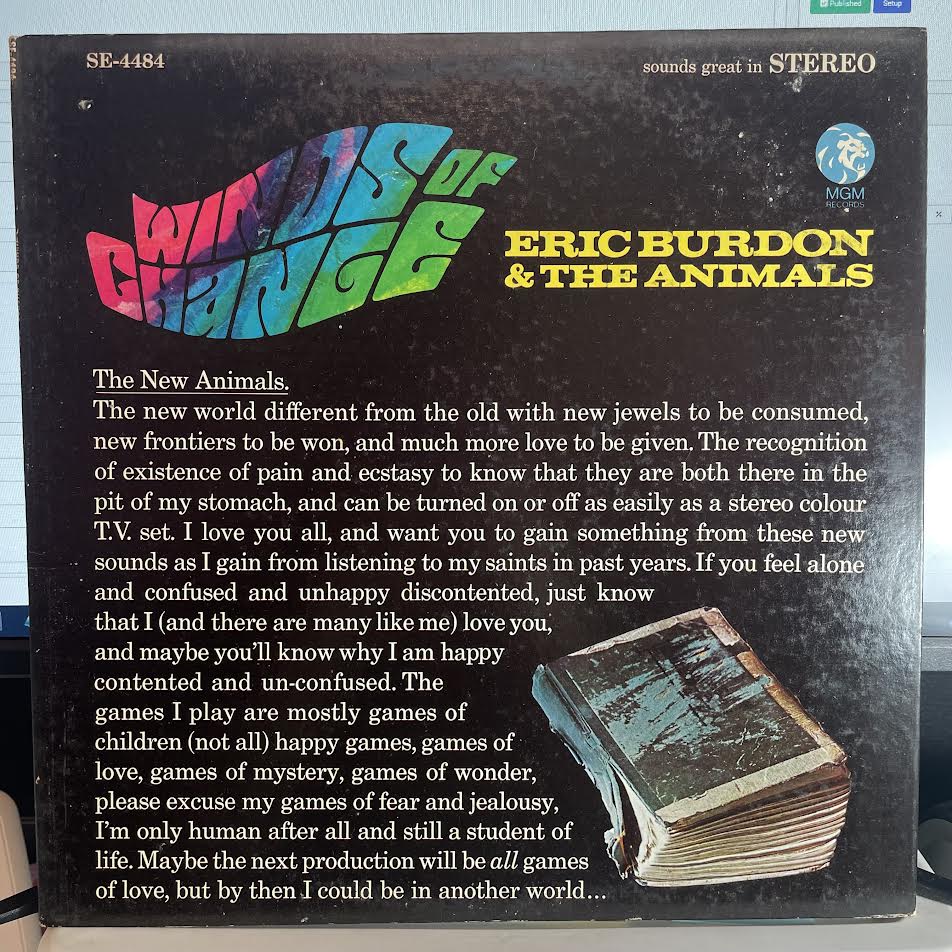 Eric Burdon & The Animals - Winds Of Change (VINYL) | Excellent+ (EX+) Excellent+ (EX+)