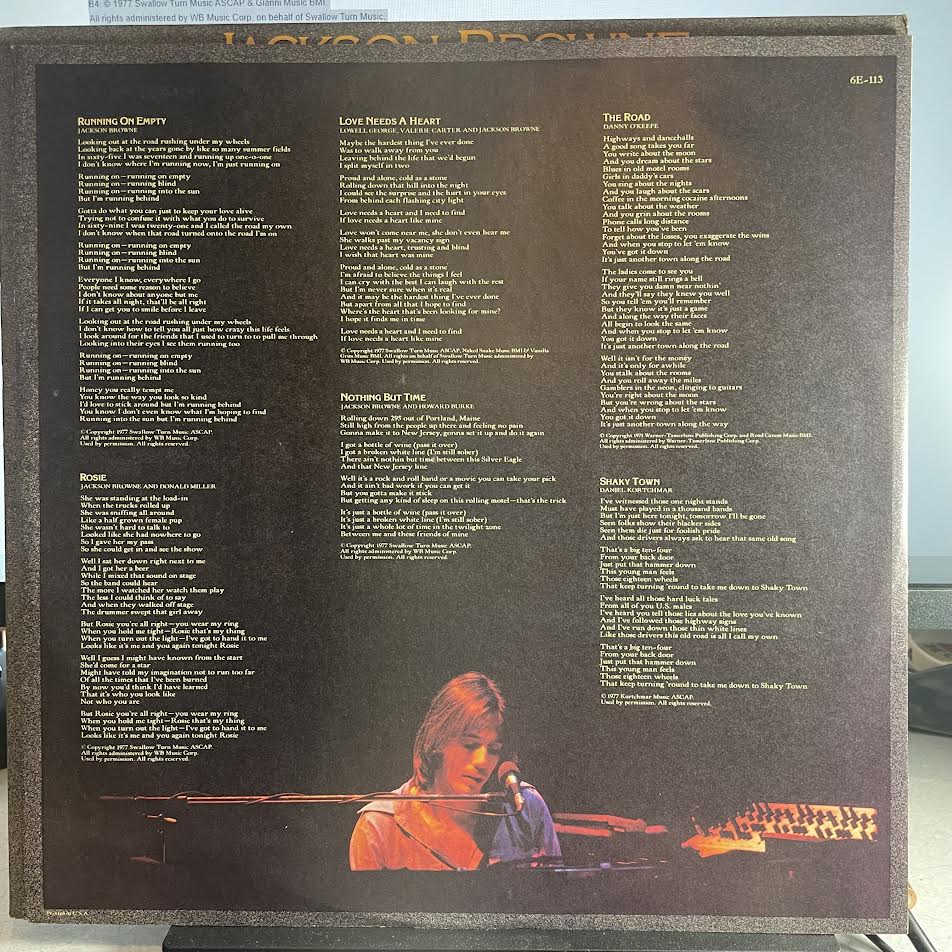 Jackson Browne - Running On Empty (VINYL) | Near Mint (NM or M-) Near Mint (NM)