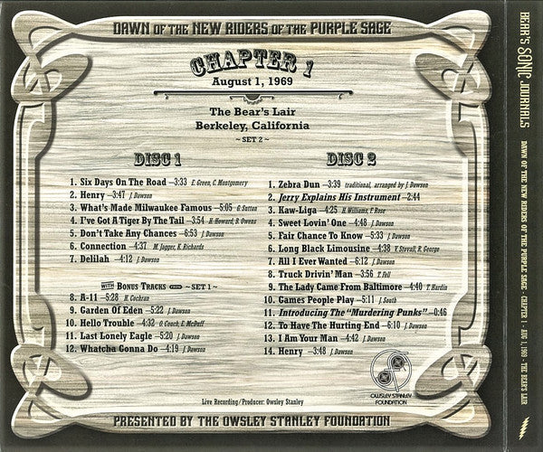 New Riders Of The Purple Sage - Bear's Sonic Journals: Dawn Of The New Riders Of The Purple Sage (4xCD BOX) | Near Mint (NM) Excellent+ (EX+)