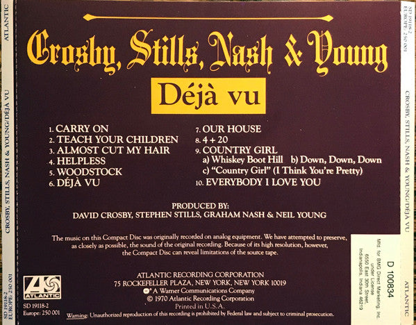 Crosby, Stills, Nash & Young - Déjà Vu (CD) | Near Mint (NM) Near Mint (NM)