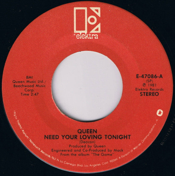 Queen - Need Your Loving Tonight (7" VINYL) | Near Mint (NM) Near Mint (NM)