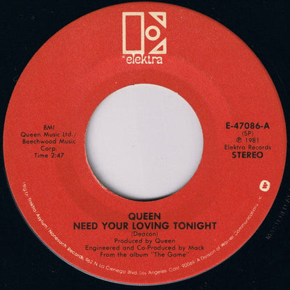 Queen - Need Your Loving Tonight (7" VINYL) | Near Mint (NM) Near Mint (NM)