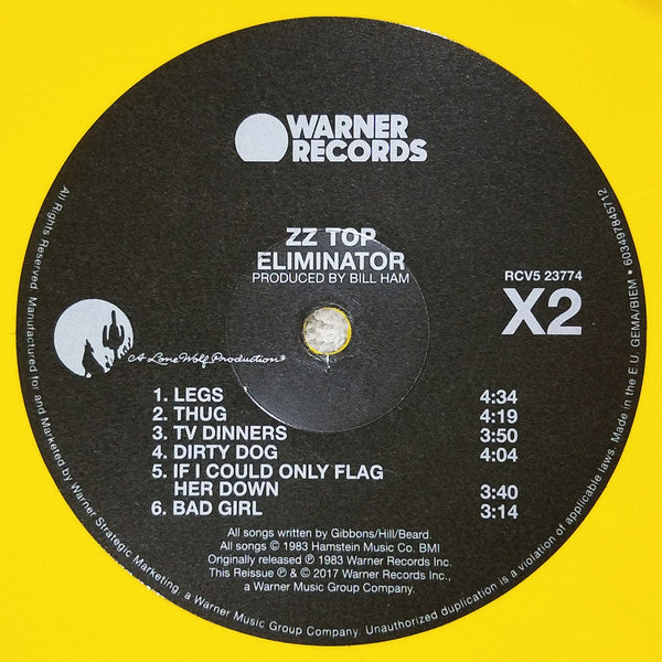 ZZ Top - Eliminator (YELLOW VINYL) | Near Mint (NM or M-) Near Mint (NM)