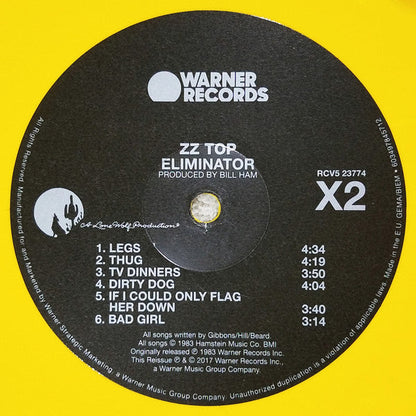 ZZ Top - Eliminator (YELLOW VINYL) | Near Mint (NM or M-) Near Mint (NM)