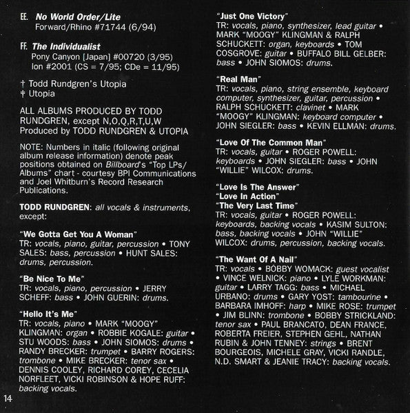 Todd Rundgren - The Very Best Of Todd Rundgren (CD) | Near Mint (NM) Excellent (EX)