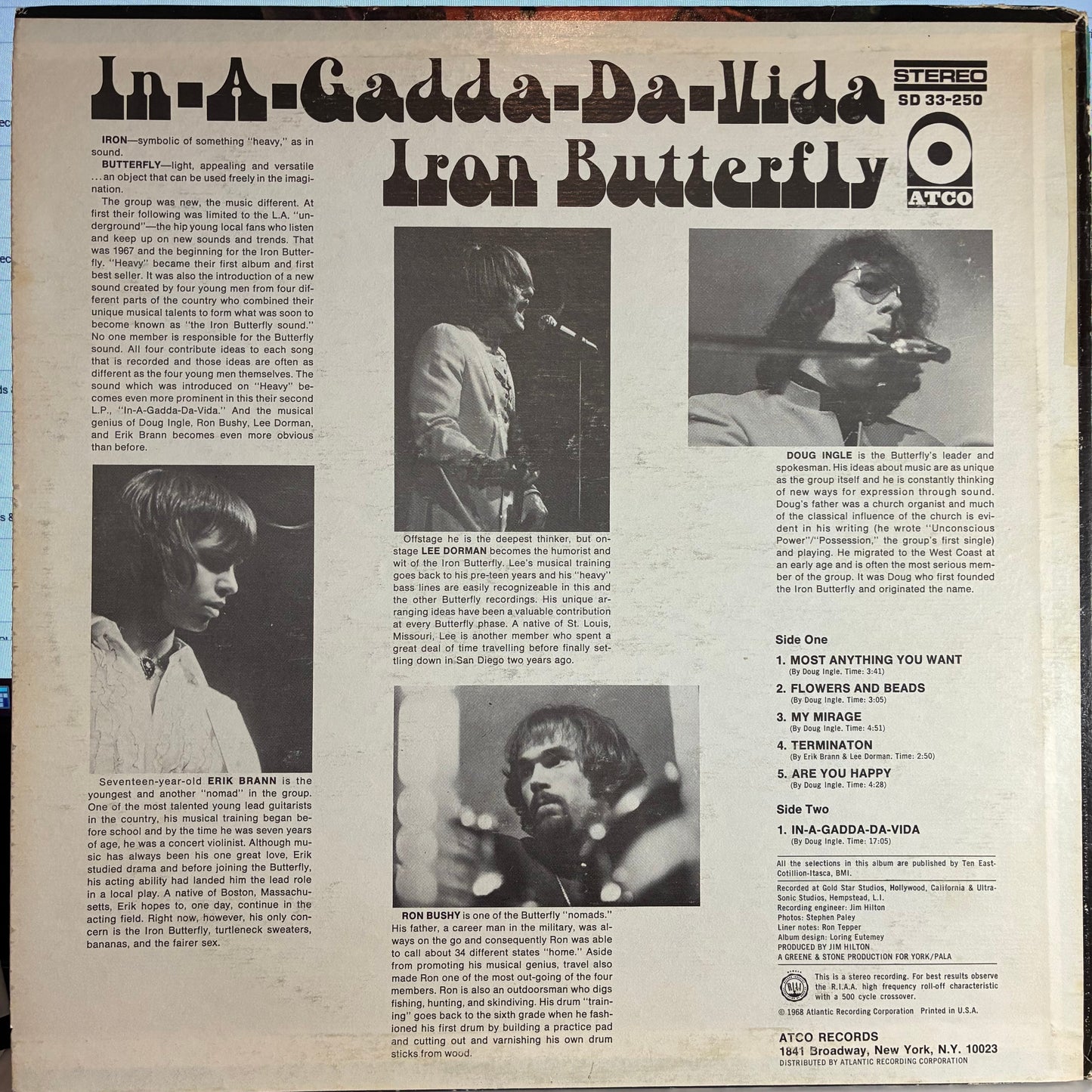 Iron Butterfly - In-A-Gadda-Da-Vida (VINYL) | Very Good Plus (VG+) Excellent (EX)