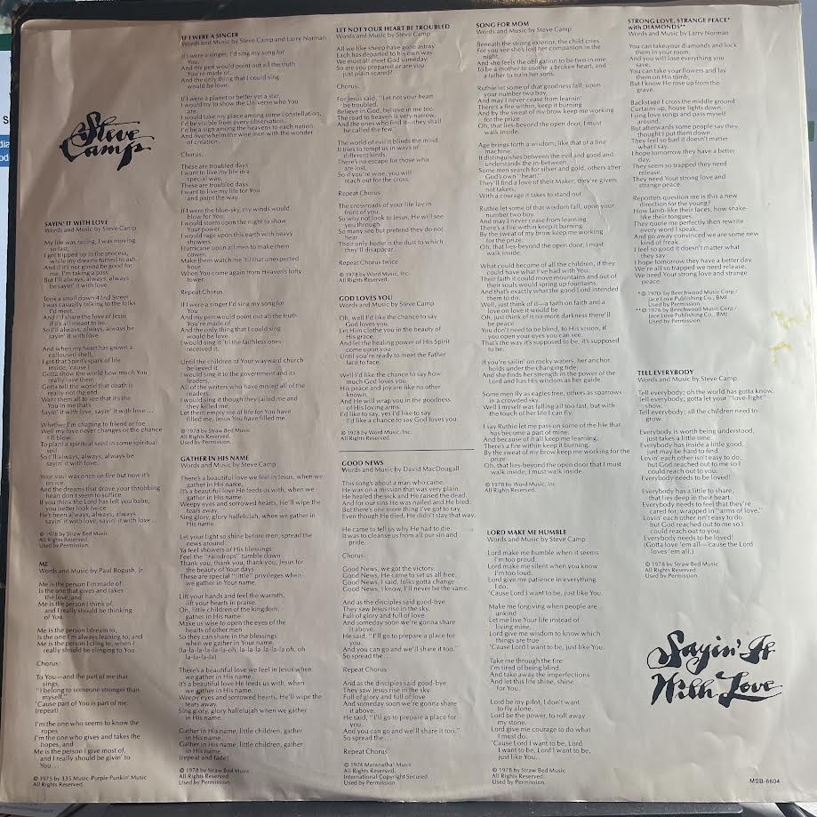 Steve Camp - Sayin' It With Love (VINYL) | Very Good Plus (VG+) Very Good Plus (VG+)