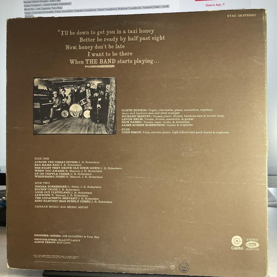 The Band - The Band (VINYL) | VERY GOOD PLUS PLUS (VG++) Very Good Plus (VG+)