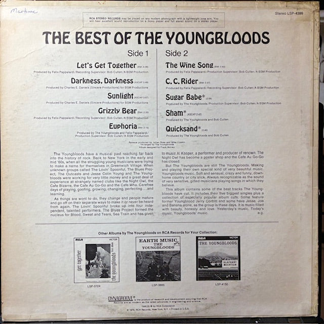 The Youngbloods - The Best Of The Youngbloods (VINYL) | Very Good Plus (VG+) Very Good Plus (VG+)