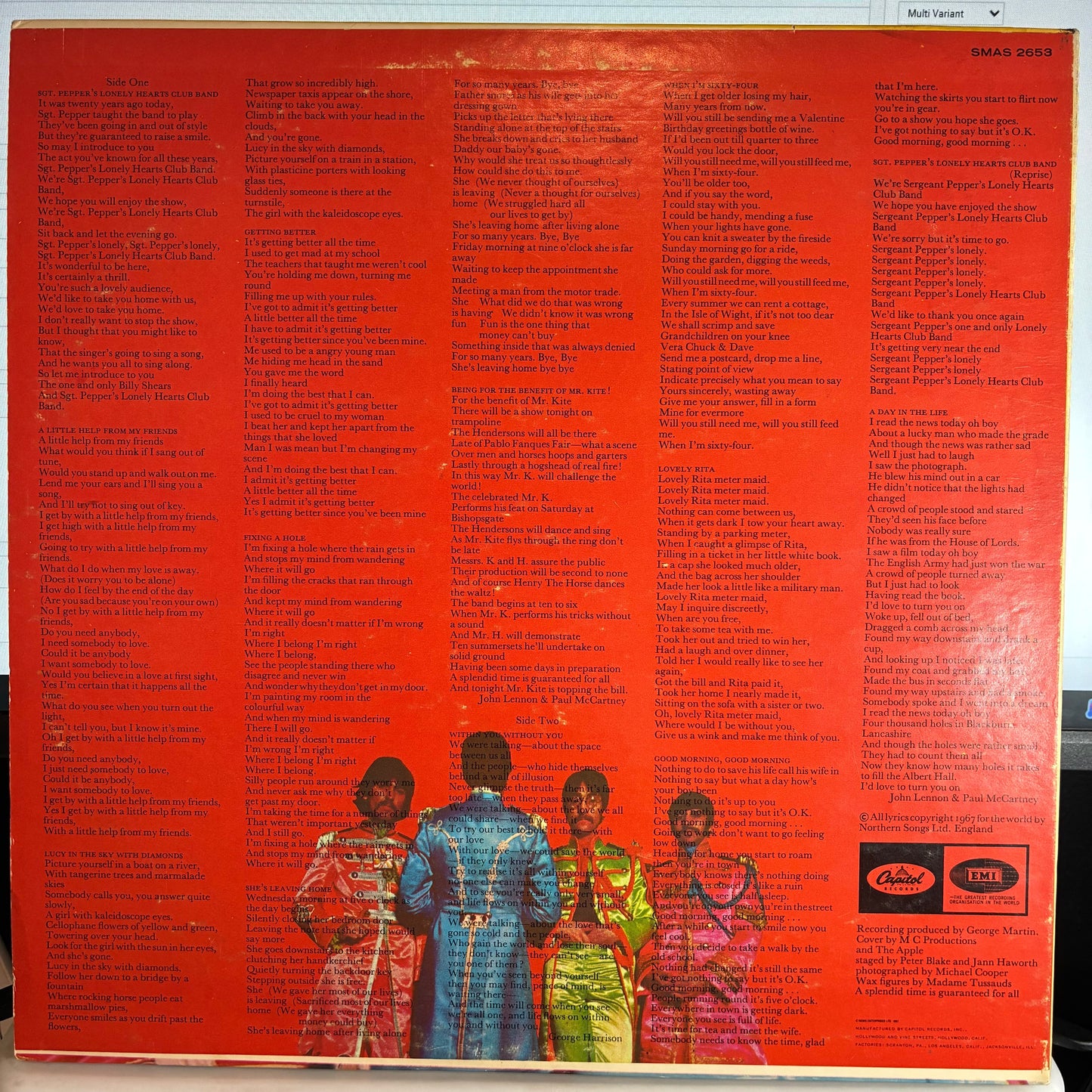 The Beatles - Sgt. Pepper's Lonely Hearts Club Band (VINYL) | Very Good Plus (VG+) Excellent (EX)