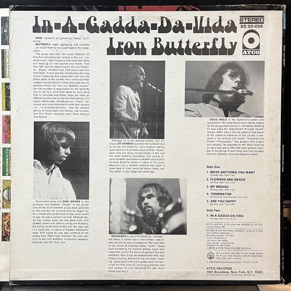 Iron Butterfly - In-A-Gadda-Da-Vida (VINYL) | VERY GOOD PLUS PLUS (VG++) Excellent+ (EX+)