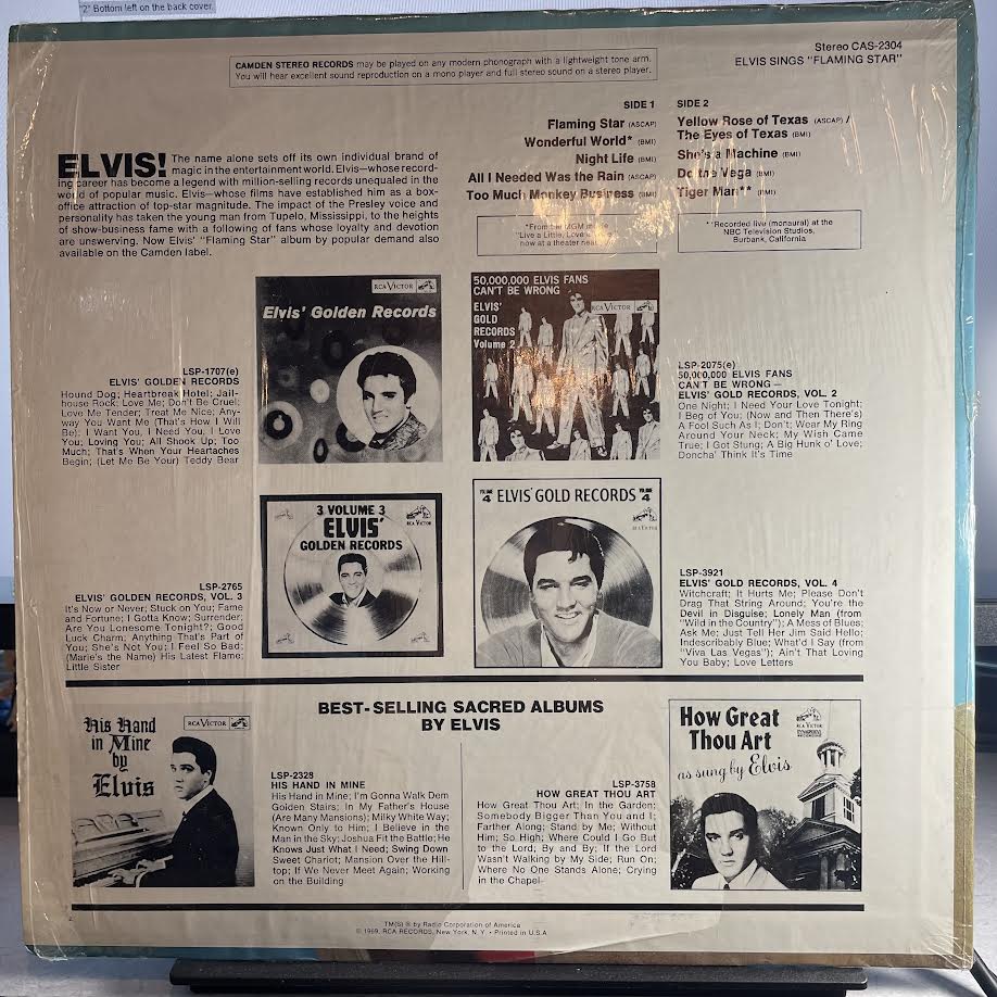 Elvis Presley - Elvis Sings Flaming Star (VINYL) | Very Good Plus (VG+) Excellent+ (EX+)