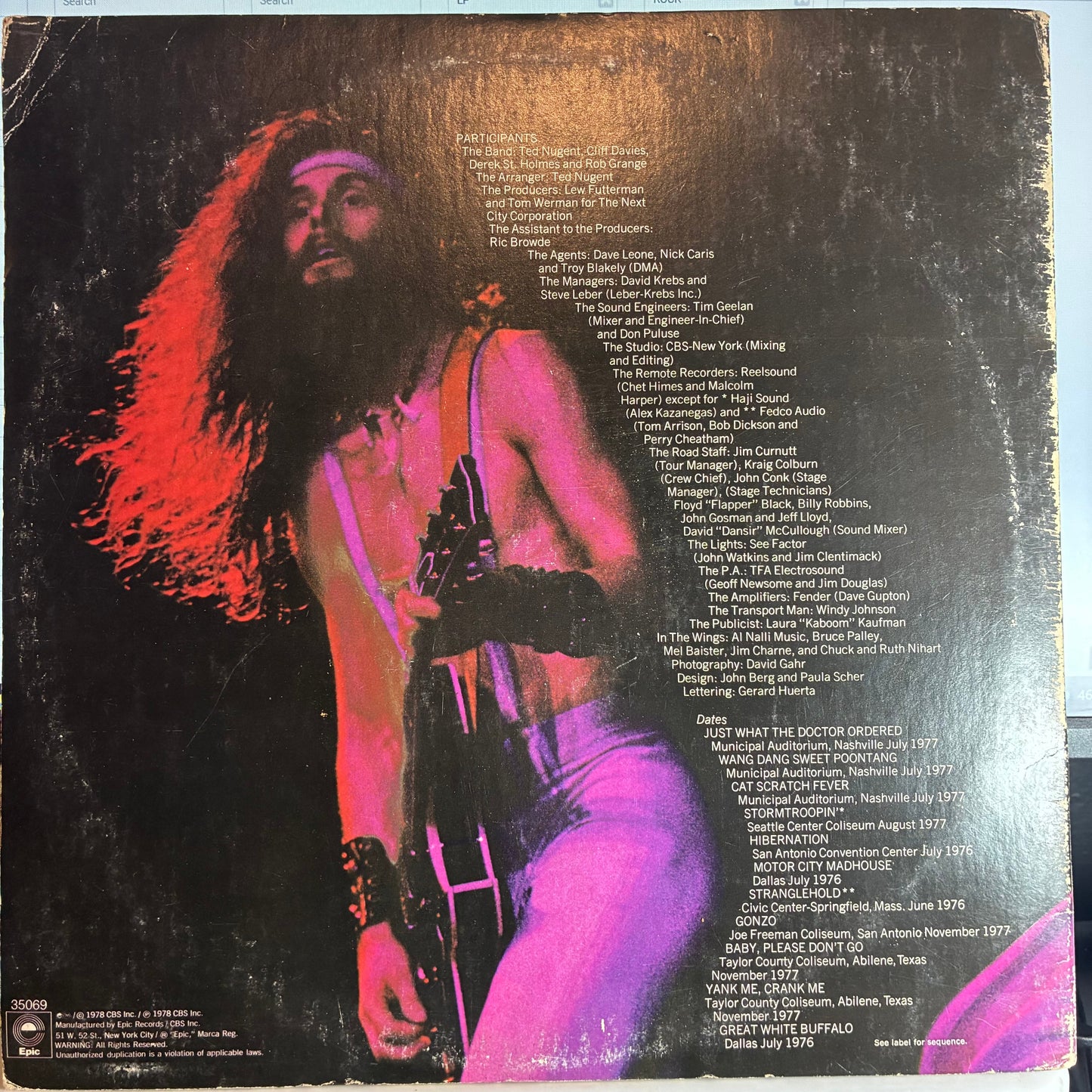 Ted Nugent - Double Live Gonzo! (2xVINYL) | Very Good Plus (VG+) Very Good (VG)