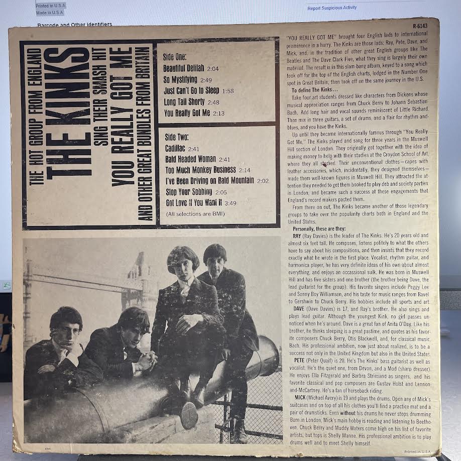 The Kinks - You Really Got Me (VINYL) | Very Good (VG) Very Good (VG)