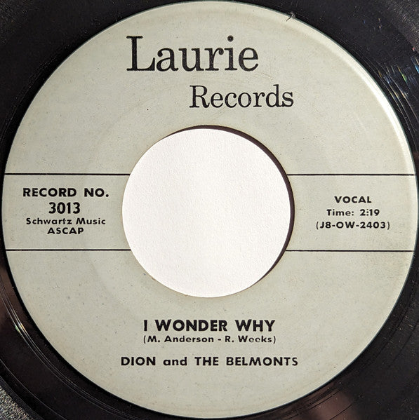 Dion & The Belmonts - Teen Angel / I Wonder Why (7" VINYL) | Very Good (VG) Generic