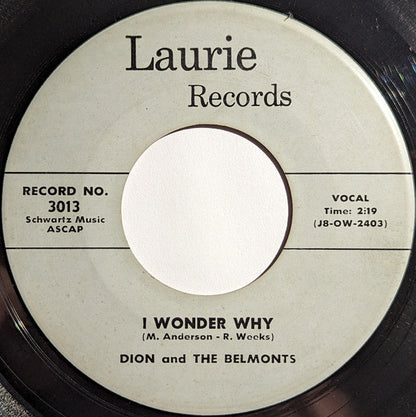 Dion & The Belmonts - Teen Angel / I Wonder Why (7" VINYL) | Very Good (VG) Generic