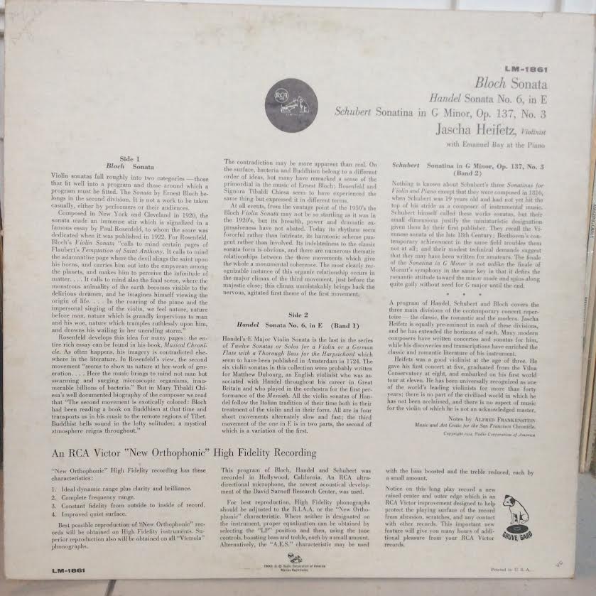 Sonata / Sonata In E Major / Sonatina In G Minor (VINYL) | Excellent+ (EX+)