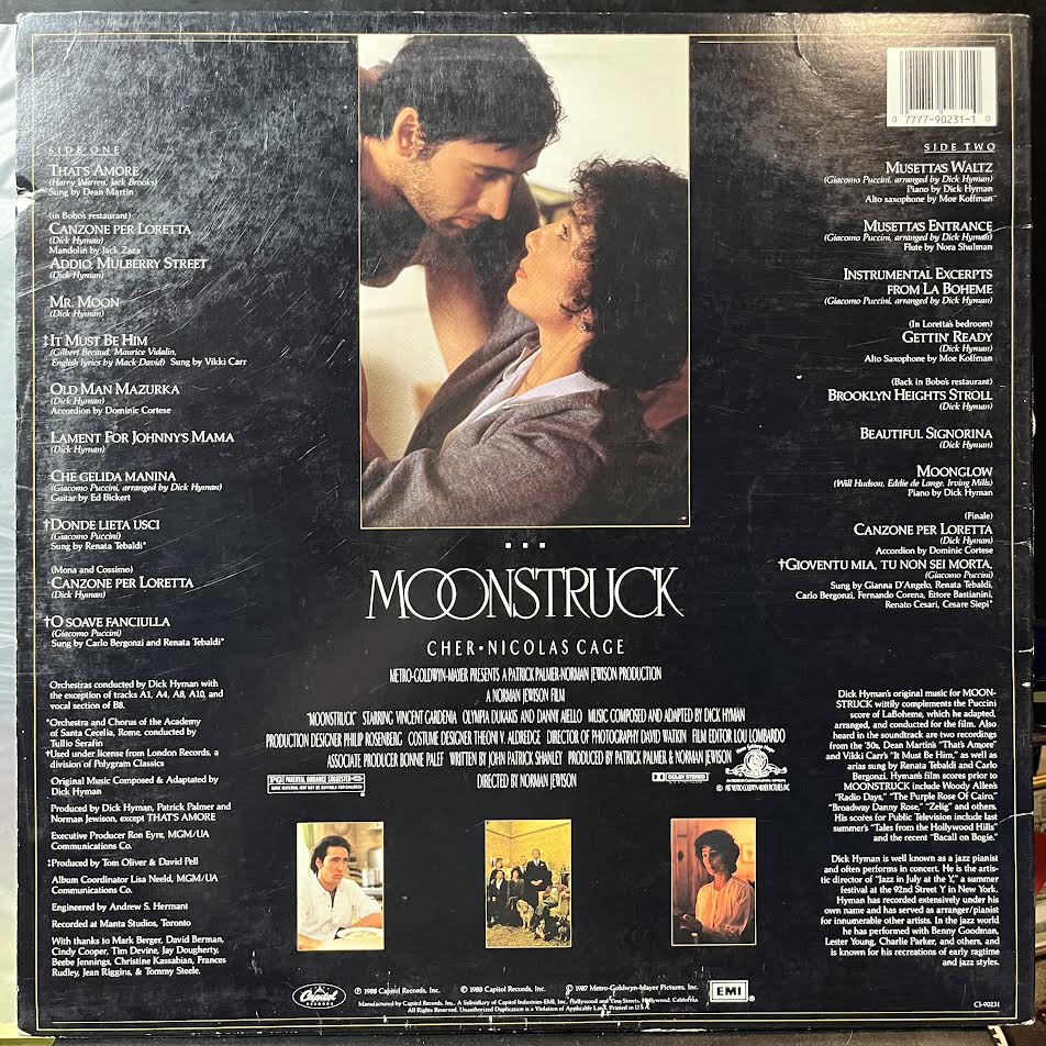 Dick Hyman - Moonstruck - Original Motion Picture Soundtrack (VINYL) | Excellent+ (EX+) Very Good Plus Plus (VG++)