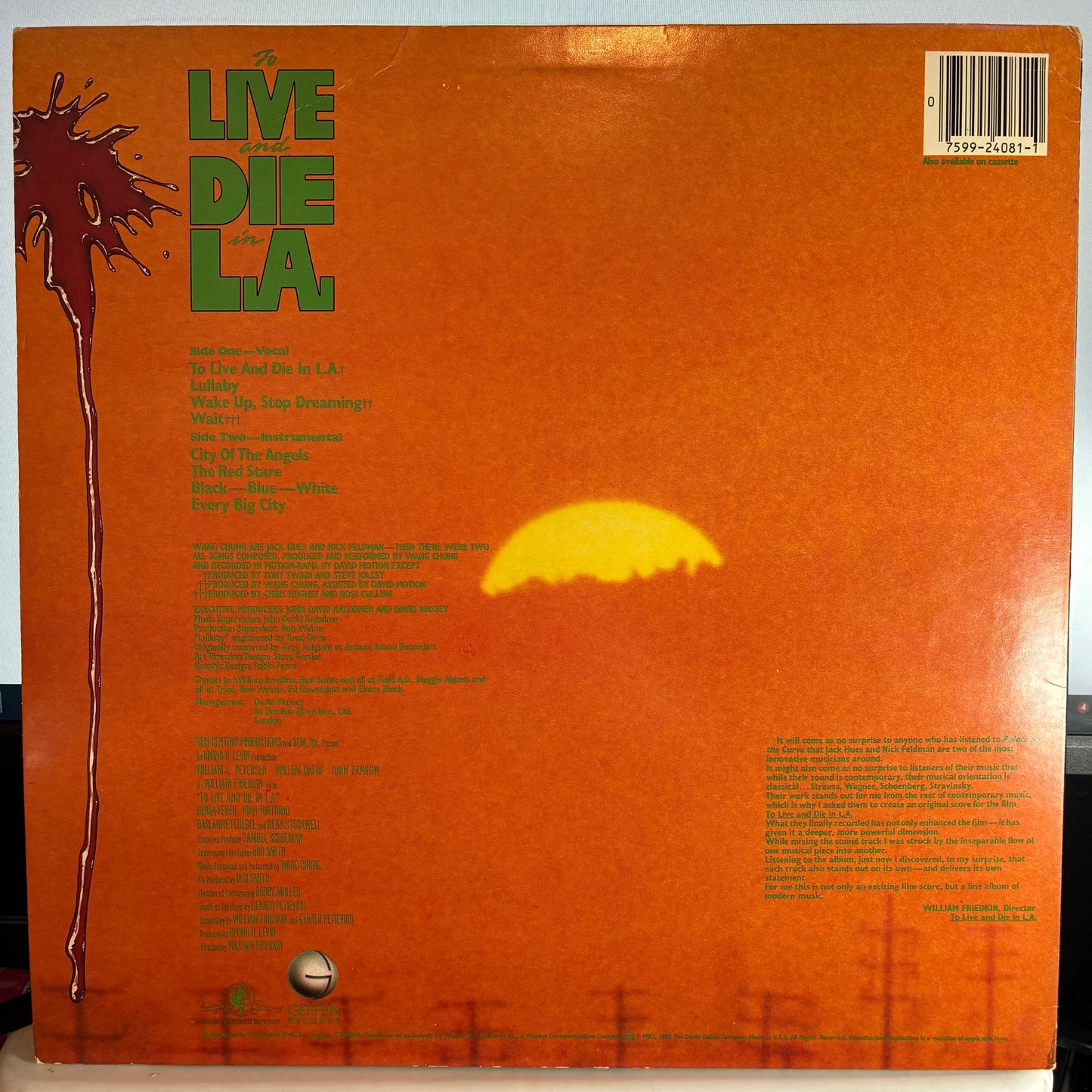 Wang Chung - To Live And Die In L.A. (Music From The Motion Picture) (VINYL) | Excellent+ (EX+) Excellent (EX)