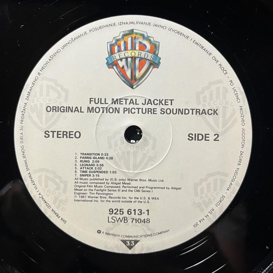 Various - Stanley Kubrick's Full Metal Jacket - Original Motion Picture Soundtrack (YUGOSLAVIA VINYL) | Near Mint (NM) Excellent (EX)