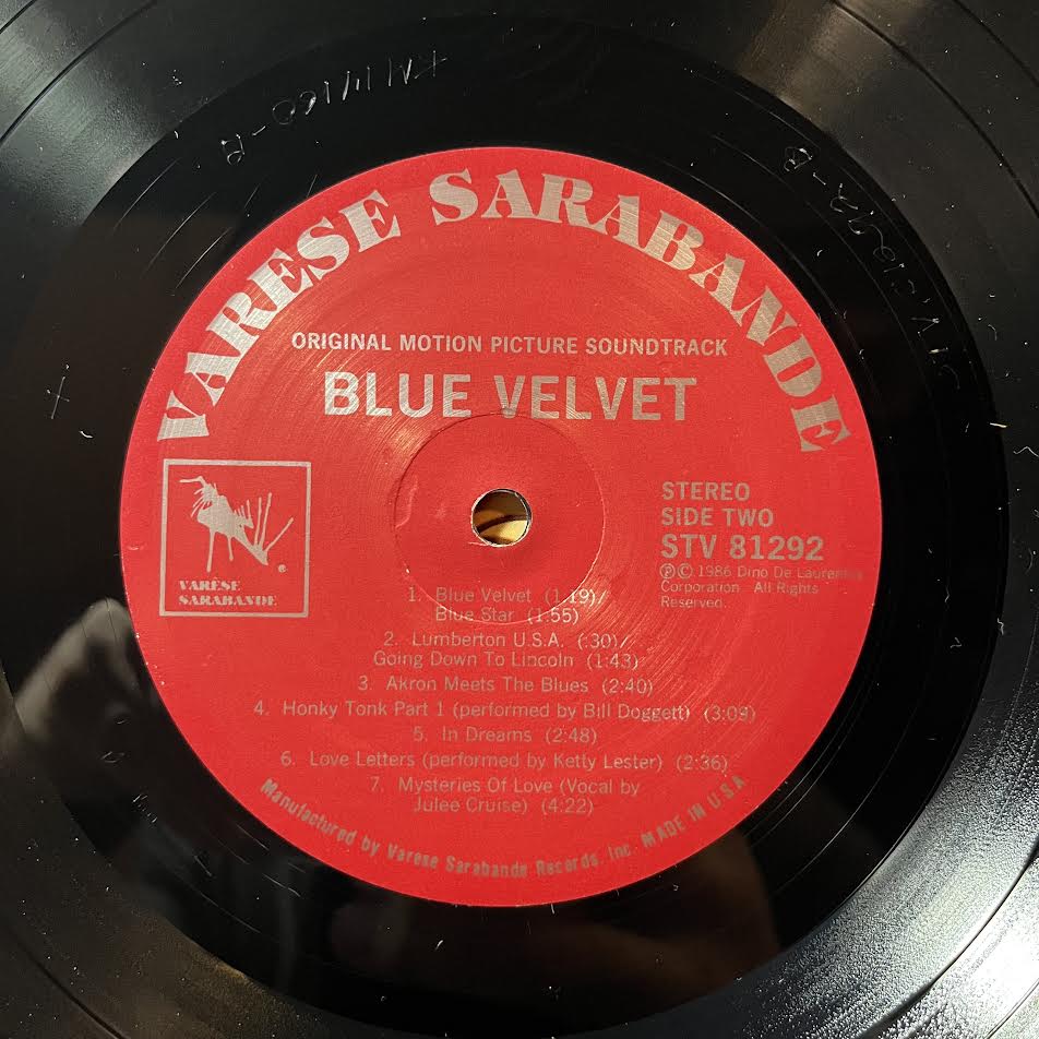 Angelo Badalamenti - Blue Velvet (Original Motion Picture Soundtrack) (VINYL) | Near Mint (NM) Excellent+ (EX+)
