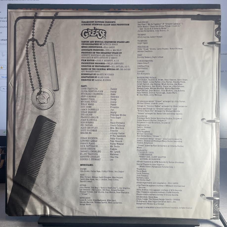 Various - Grease (The Original Soundtrack From The Motion Picture) (2xVINYL) | Very Good Plus (VG+) Excellent (EX)