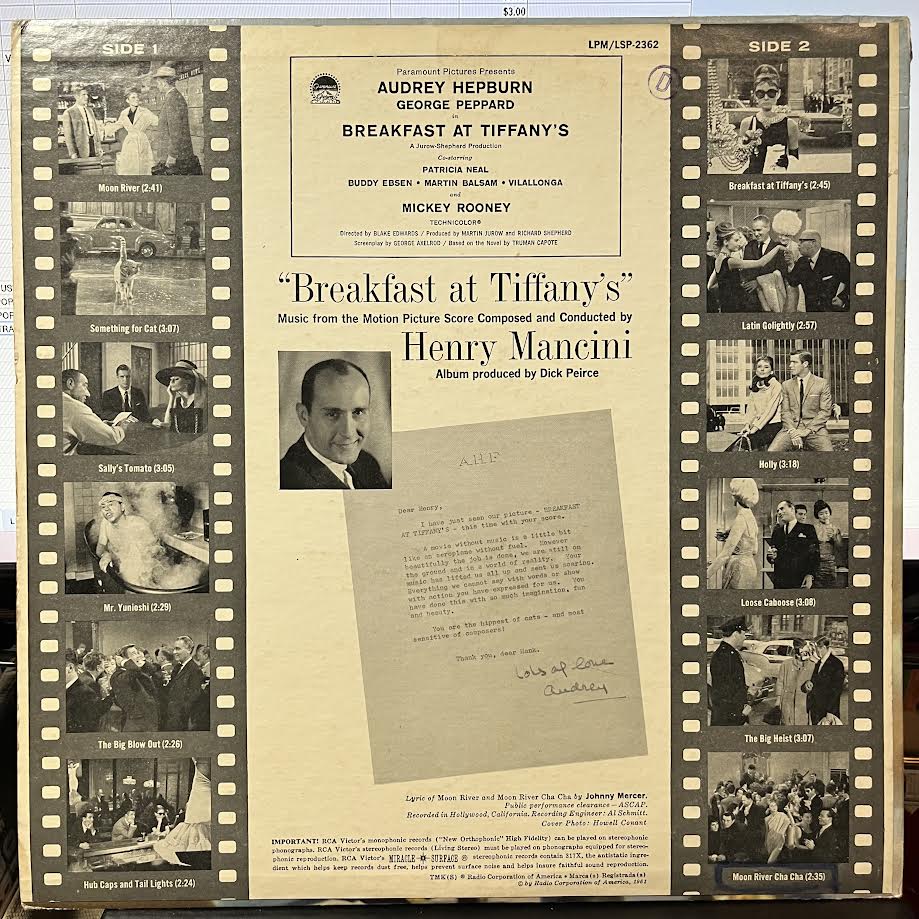 Henry Mancini - Breakfast At Tiffany's (Music From The Motion Picture Score) (VINYL) | Excellent (EX)