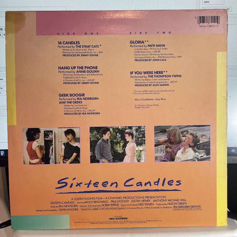 Various - Sixteen Candles: Music From The Original Motion Picture Soundtrack (VINYL) | Very Good Plus (VG+) Excellent (EX)