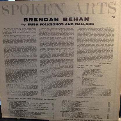 Brendan Behan - Irish Folksongs And Ballads (VINYL) | Near Mint- (NM-) Near Mint (NM)